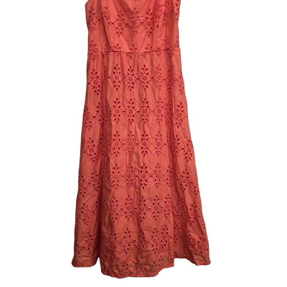 Old Navy Coral Eyelet Embroidered Midi Dress Sz S Cottagecore‎ Coastal Vacation - Picture 6 of 8